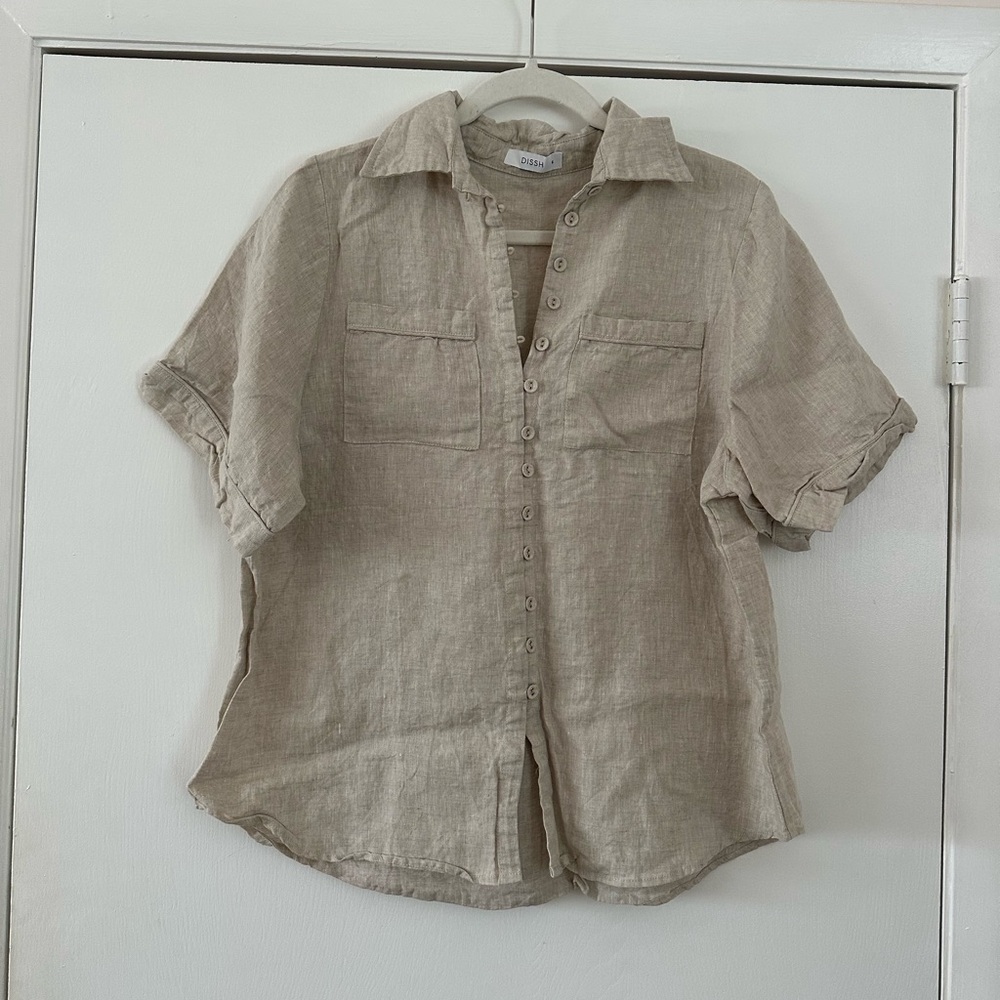 dissh felix natural linen pocket shirt